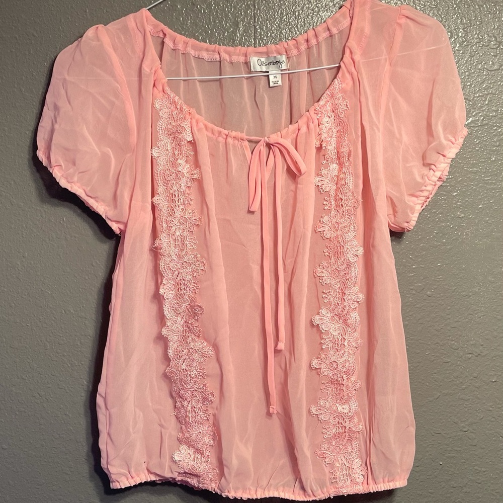 Baby pink sheer blouse